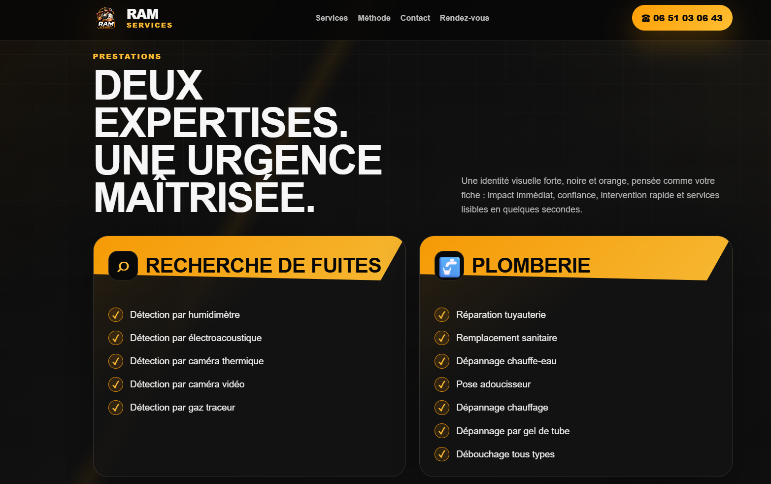 Aperçu du site RAM Services